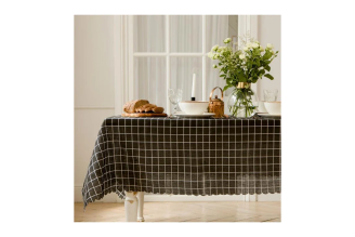 Скатерть Доляна "Клетка"цв.черный 145x200±3см,100%полиэстер, рогожка 130 гр/м 5985630