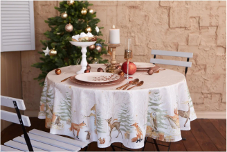 Скатерть Этель Christmas forest d=215 +/- 3 см, с ГМВО, 100% хлопок, саржа 190 гр/м2 5072941