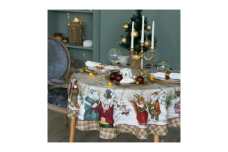 Скатерть Этель Winter holidays диаметр 220см +/-3см с ГМВО, 100% хлопок, саржа 190гр/м2 4496667