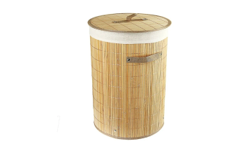 Корзина для белья VETTA с крышкой, круглая, бамбук 402-008