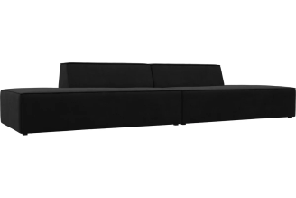 Прямой модульный диван Лига диванов Монс Лофт полностью микровельвет черный 119635