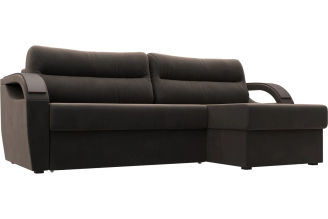 Угловой диван Лига диванов Форсайт правый полностью велюр коричневый 100774