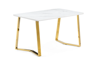 Керамический стол Woodville селена 1, 160x90x77 см, белый мрамор/золото 580762