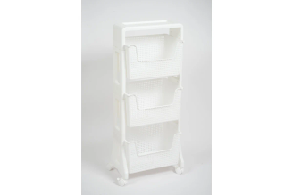Этажерка Violet Лофт напольная, 3-х ярусная, на колесах, белая 770306