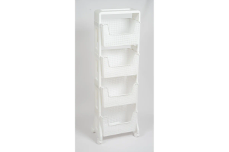 Этажерка Violet Лофт напольная, 4-х ярусная, на колесах, белая 770406