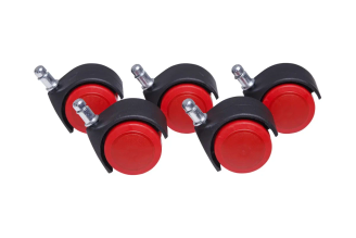 Прорезиненные мебельные колеса ВПМ 5 шт., диаметр 50 мм, высота штока 20 мм, диаметр штока 11 мм, черный с красным 6178026