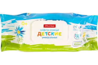 Детские влажные салфетки OfficeClean 120 шт с крышкой 277489