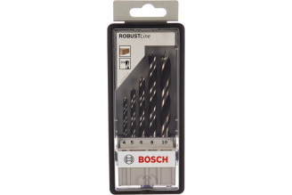 Набор спиральных сверл Bosch Robust Line по дереву 4-10 мм, 5 шт., 2607010527