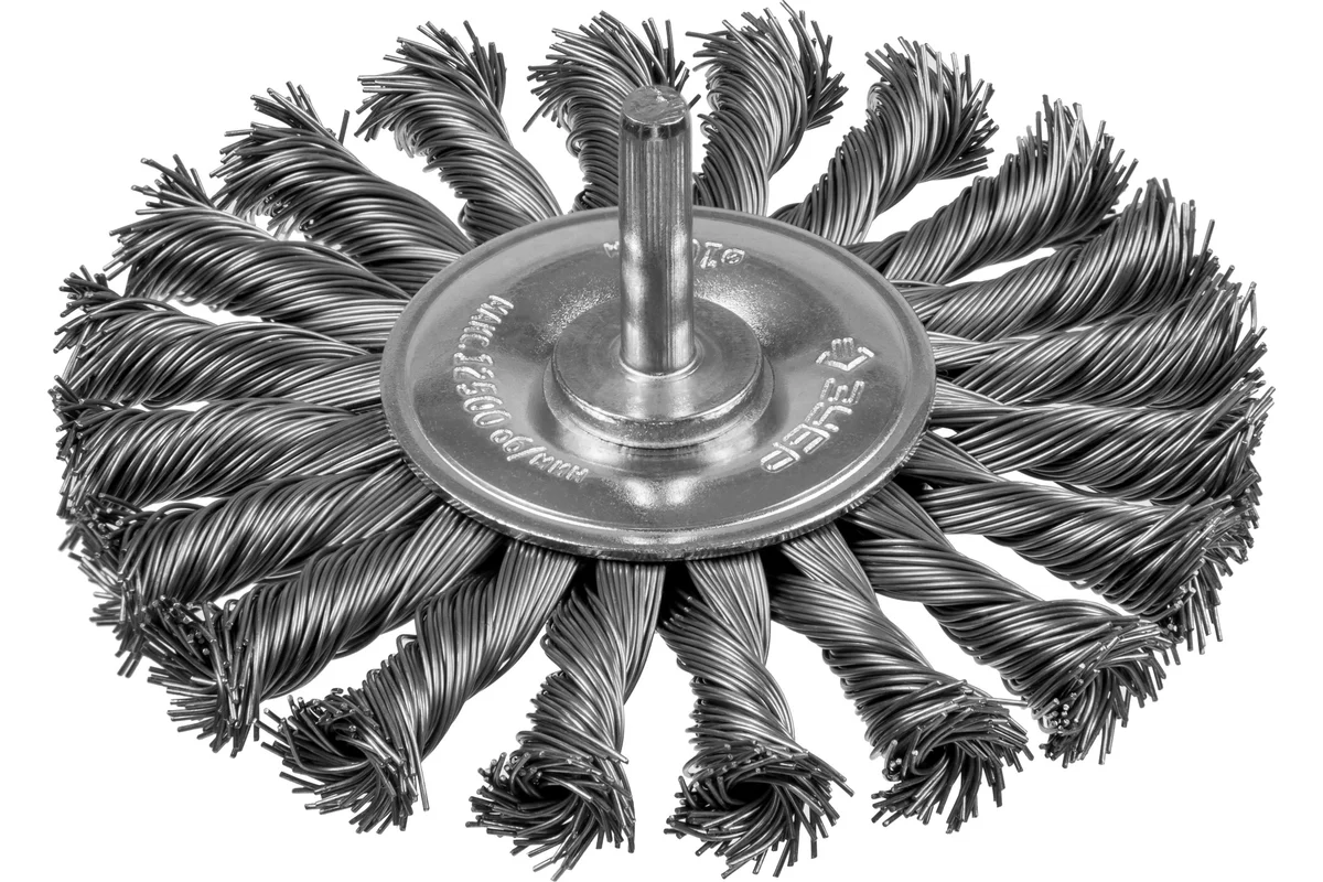 Щетка дисковая ПРОФЕССИОНАЛ (100 мм; 0.5 мм; жгутированная стальная проволока) для дрели Зубр 3522-100_z02