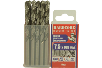 Сверло по металлу Hardcore Industry Cutter 146075 Р6М5 7.5×109 мм, 10 шт