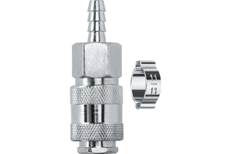 Переходник KRAFTOOL штуцер "елочка" 8 мм - рапид муфта, с хомутом 06596-08