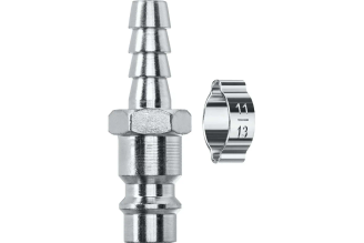 Переходник KRAFTOOL штуцер "елочка" 8 мм - рапид штуцер, с хомутом 06597-08