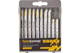 Набор пилок для лобзика Hanskonner H10-UNISET1 по дереву и металлу, 10 шт