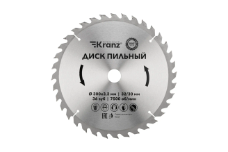 Диск пильный по дереву KRANZ KR-92-0132 300x32/30 мм, 36 зубьев