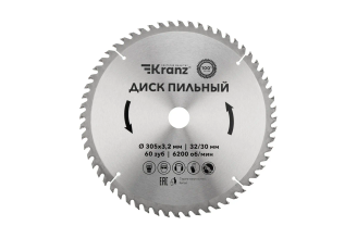 Диск пильный по дереву KRANZ KR-92-0135 305x32/30 мм, 60 зубьев