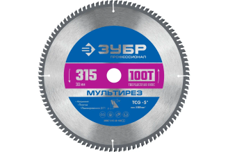 Пильный диск по алюминию ЗУБР Мультирез 315x30 мм, 100Т 36907-315-30-100_z01
