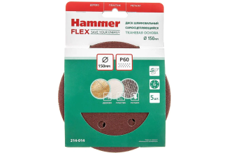 Круг шлифовальный Hammer 214-014, 150 мм, P60, 6 отверстий, 5 шт