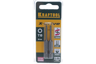 Биты "EXPERT" (E 1/4"; Т 10; 50 мм; 2 шт.) KRAFTOOL 26125-10-50-2