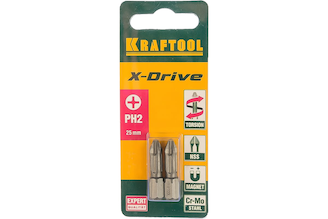 Торсионные кованые биты KRAFTOOL X-Drive PH2 25 мм 2 шт. 26121-2-25-2
