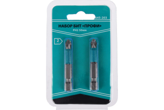 Биты ПРОФИ, PH2x50 мм, сталь S2, блистер 2 шт РОКОТ 645-203