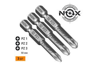 Набор бит NOX PZ1, PZ2, PZ3 50 мм E6.3 336007, 3 шт