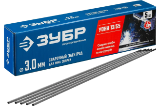 Электроды сварочные ЗУБР УОНИ 13/55, с основным покрытием, 3х350 мм, 5 кг 40025-3.0