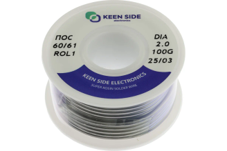 Припой KEEN SIDE 192772 Sn60/Pb40, 2 мм, 100 г, flux ROL1