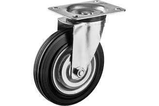 Колесо поворотное (160 мм; г/п 145 кг; резина/металл; игольчатый подшипник) ЗУБР 30936-160-S