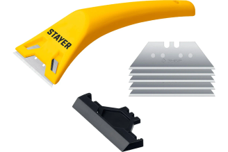 Пластмассовый скребок в наборе с 5 лезвиями STAYER STANDARD 50мм 0851-H6_z02