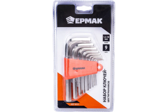 Набор ключей - шестигранников ЕРМАК 1,5-10мм, 9шт. (011) 657-011