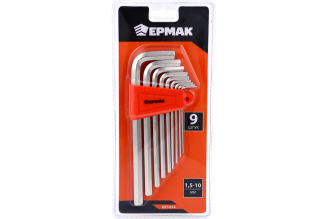 Набор ключей - шестигранников ЕРМАК 1,5-10мм, удл.,9шт. (014) 657-014