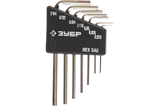 Набор ключей имбусовых Зубр "Эксперт" Мини для точных работ Cr-V HEX SAE 0,028" 0,035" 0,05" 1/16" 5/64" 3/32" 7/64" 7 шт. 27475-H7