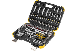 Набор инструментов KRANZ 1/2", 1/4", CRV, пластиковый кейс, 94 предмета KR-66-6694