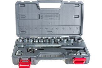 Набор торцовых головок, сталь 40Х, 1/2", в пластиковом кейсе, 15шт НИЗ Шоферский инструмент №2Д 2761-20_z01