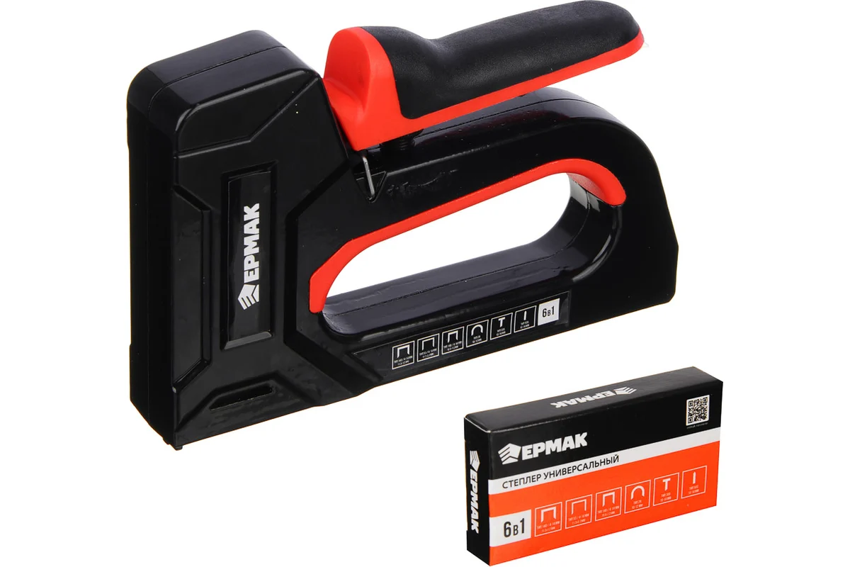 Степлер универсальный ЕРМАК 6 в 1 лёгкий 648-003