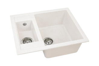 Двухсекционная реверсивная мойка GRANSTONES GS-21-331, белая