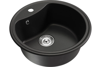 Мойка MIXLINE ML-GM09 круглая, ультра-черная 344, 510 мм глубина чаши 190 NEW 551805