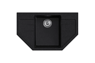 Мойкa MIXLINE ML-GM24 угловая с крылом, черная 308, 790x490x200 мм newх 552052