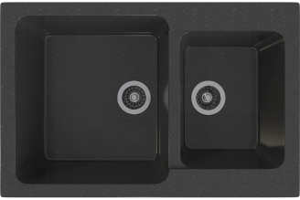 Мойка MIXLINE Ml-gms13 стандарт двухчашевая, черный 308, 775x505x200 мм 551137