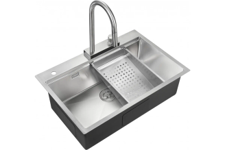 Кухонная мойка со смесителем MILACIO Denia 75 Steel нержавеющая сталь MC.77420