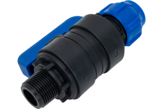 Шаровой кран VALFEX ПНД компрессионный цанга - наружная резьба, разборный 20x3/4" 1210012620034