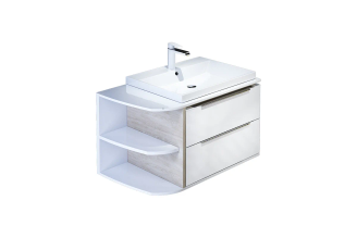 Тумба для ванной комнаты IDDIS Calipso подвесная, белая/под дерево, 80 см CAL80W0i95