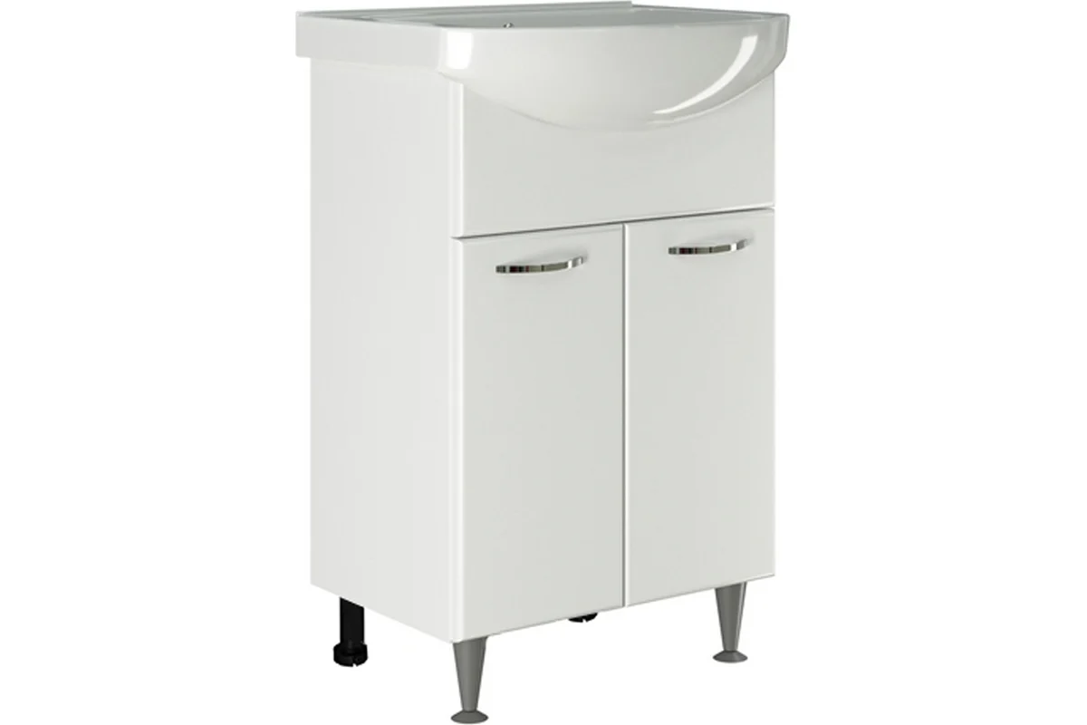 Тумба для ванной MIXLINE "АлАн-55" белый 2 створки под раковину Уют-55 Rosa ЛДСП 554982