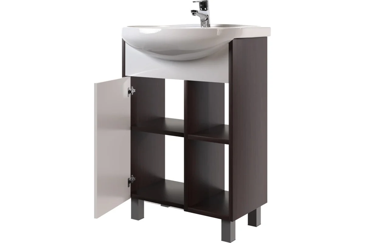 Тумба для ванной MIXLINE "БОСКО-55" белая/венге под раковину Элеганс-55 Rosa ПВХ 554987