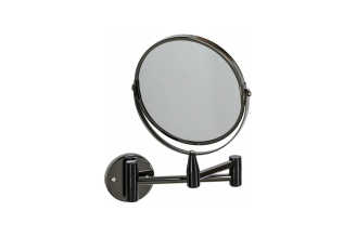 Косметическое зеркало SWENSA 15 см, 2-стороннее, настенное, черный, никелиров. металл BSA-MR-005-D15