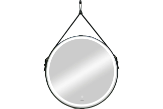 Зеркало Reflection Skin с led подсветкой, сенсором, на ремне из натуральной кожи черного цвета, d650 RF5325SK