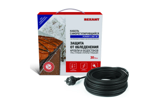 Саморегулирующийся греющий кабель REXANT POWER Line 30SRL-2CR 6 м 180 Вт 51-0653