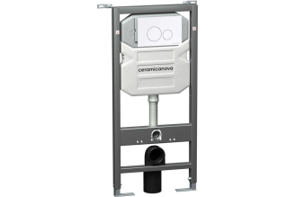 Система инсталляции для унитазов Ceramicanova Envision с кнопкой смыва Round, белая, с креплениями CN1001W