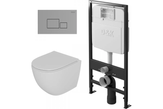 Комплект D&K подвесной безободковый унитаз DK Matrix 490х370х360 мм, сиденье микролифт, белый DS1391606