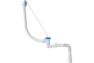 Сифон для ванн BATH MASTER с переливом, цепочкой, пробкой и гибкой трубой (1 1/2"-40/50) BM0303SP